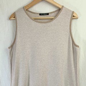 New Orleans Knitwear Midi Jersey Tank Dress in Beige Striped